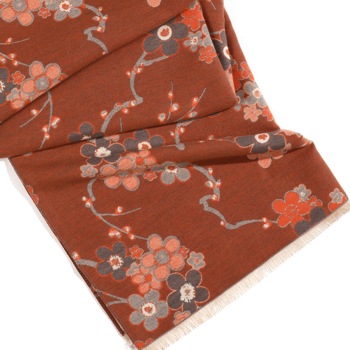 AutumnBloom Reversible Floral Shawl - Orange