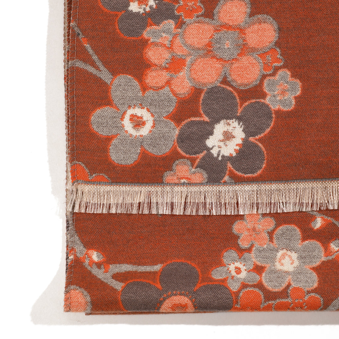AutumnBloom Reversible Floral Shawl - Orange