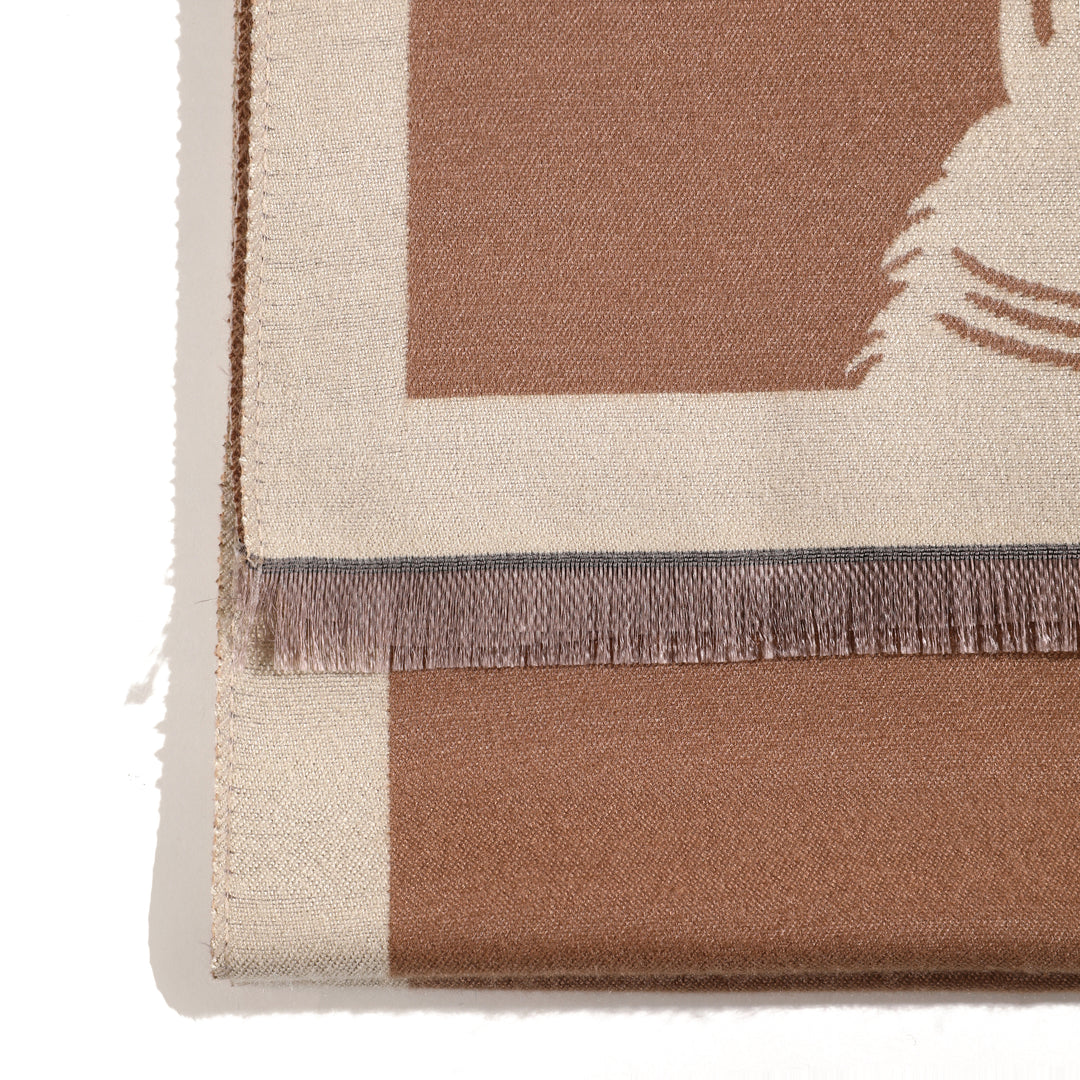 PurrHaven Cozy Cat Print Shawl - Brown