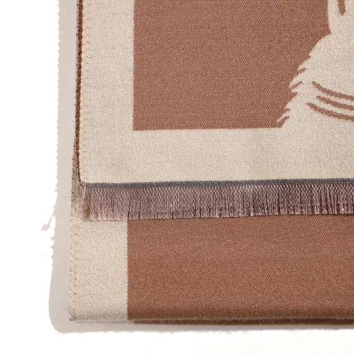 PurrHaven Cozy Cat Print Shawl - Brown