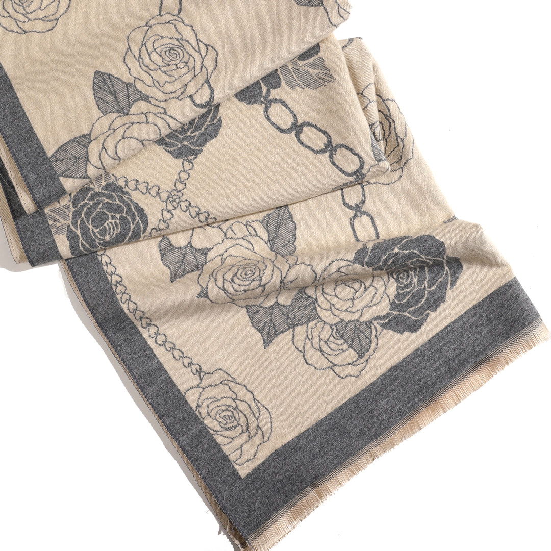 EternaBloom Luxe Heritage Shawl - Grey