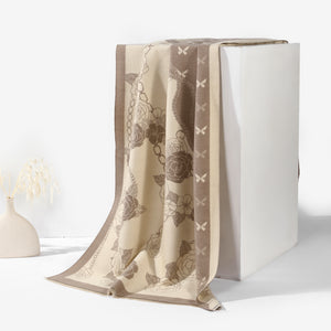 EternaBloom Luxe Heritage Shawl - Beige