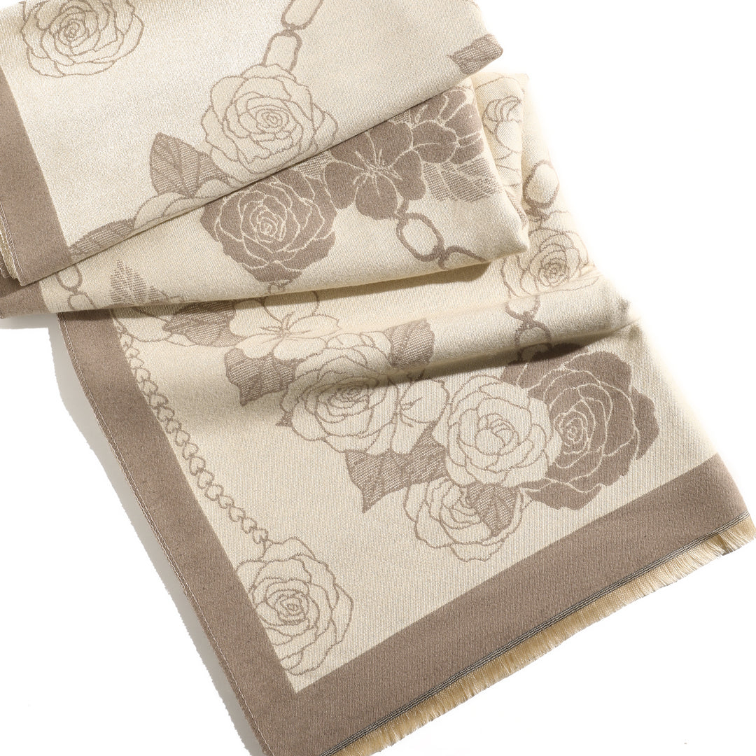EternaBloom Luxe Heritage Shawl - Beige
