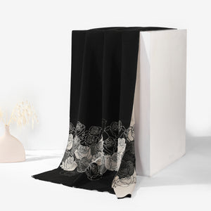 Reversible Rose Elegance Shawl - Black