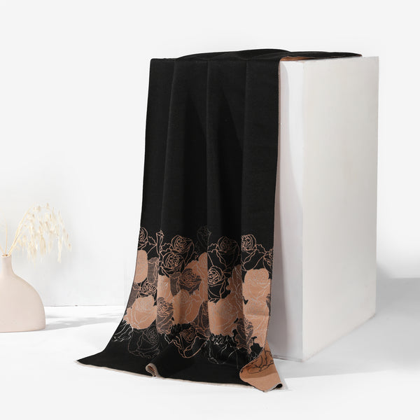 Reversible Rose Elegance Shawl - Light Brown