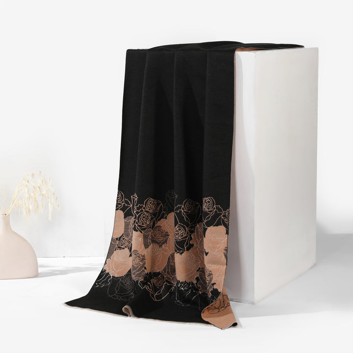 Reversible Rose Elegance Shawl - Light Brown