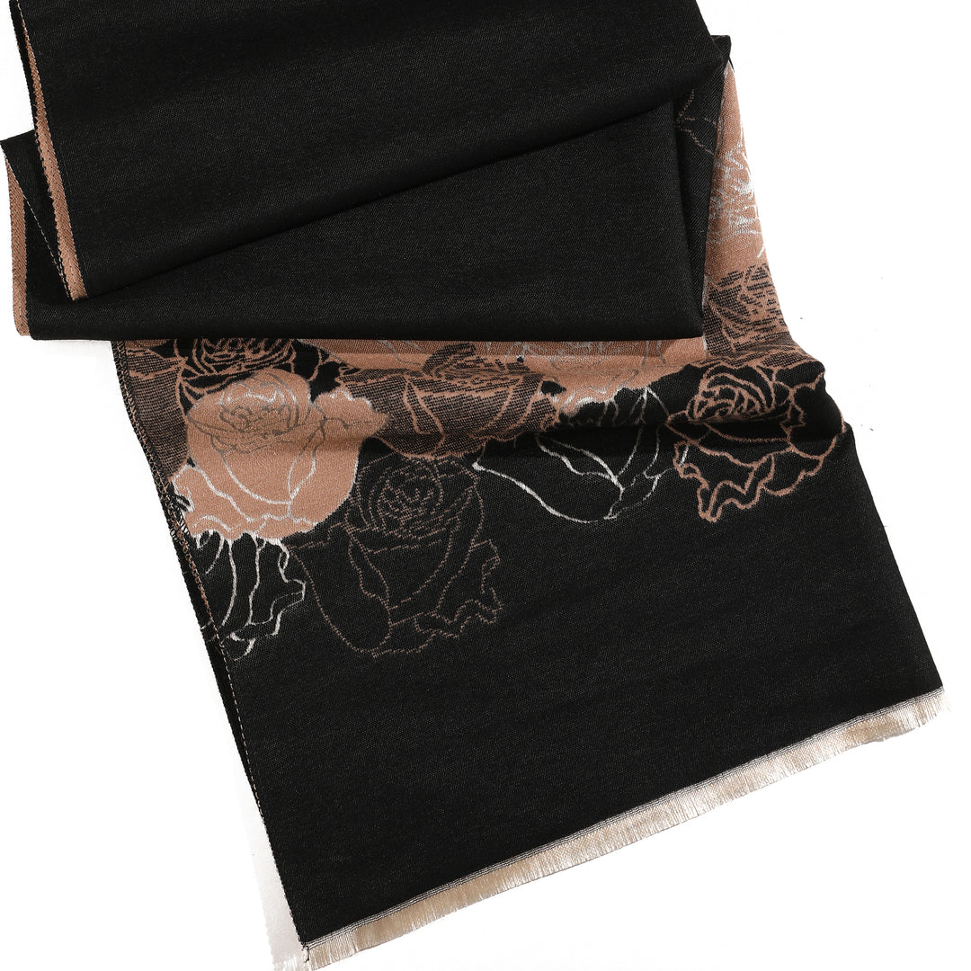 Reversible Rose Elegance Shawl - Light Brown