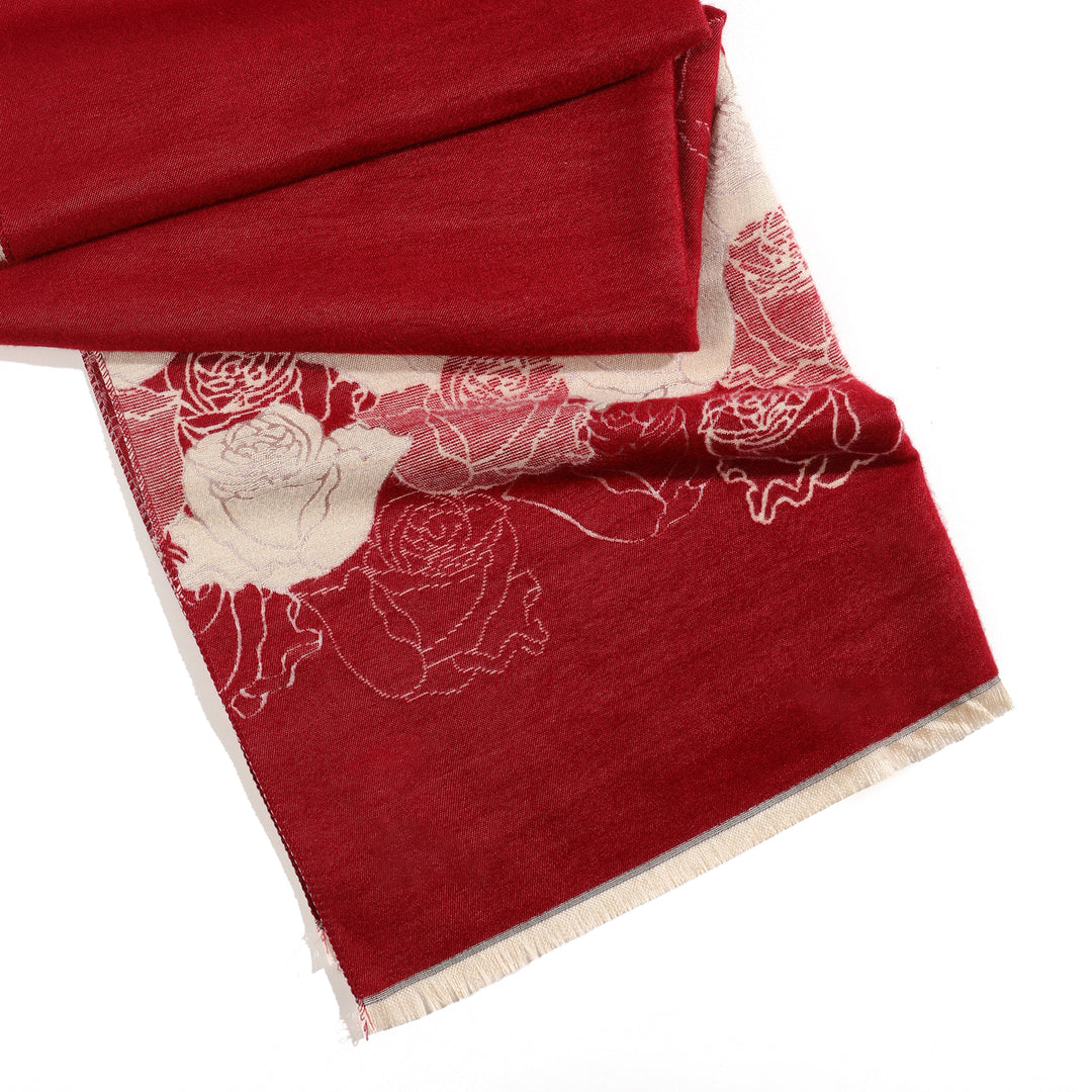 Reversible Rose Elegance Shawl - Maroon