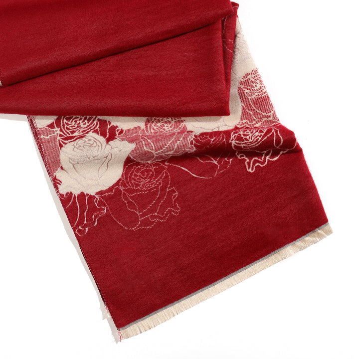 Reversible Rose Elegance Shawl - Maroon