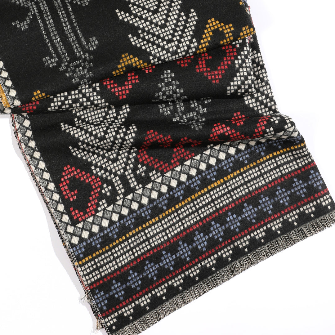 Reversible Weave Boho Shawl - Black