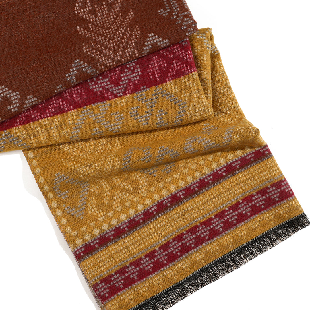 Reversible Weave Boho Shawl - Yellow