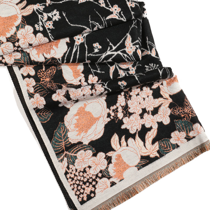 BloomMist Peony Shawl - Black