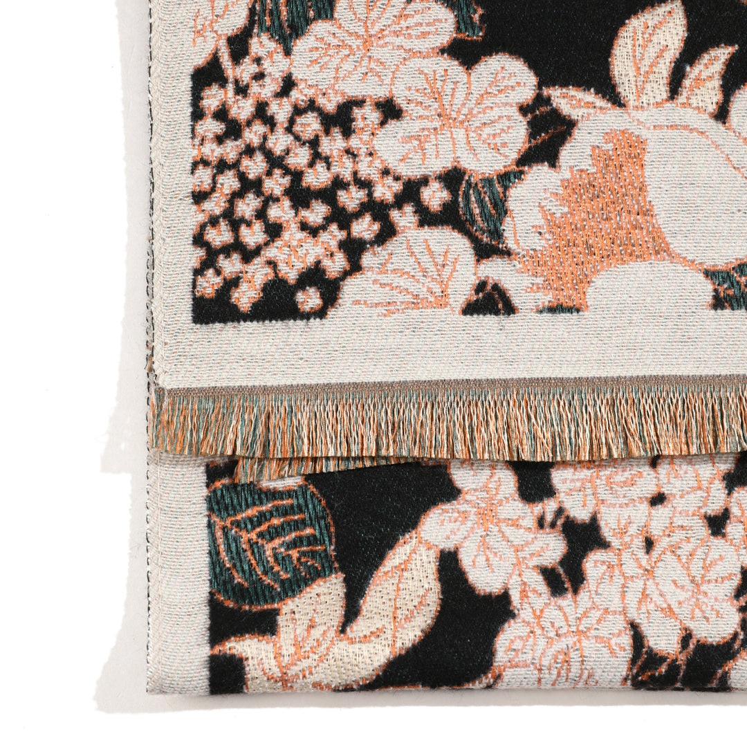 BloomMist Peony Shawl - Black