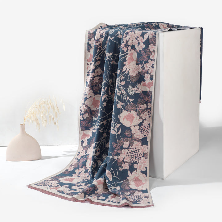 BloomMist Peony Shawl - Sky Blue