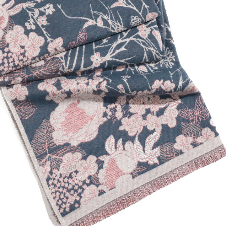 BloomMist Peony Shawl - Sky Blue