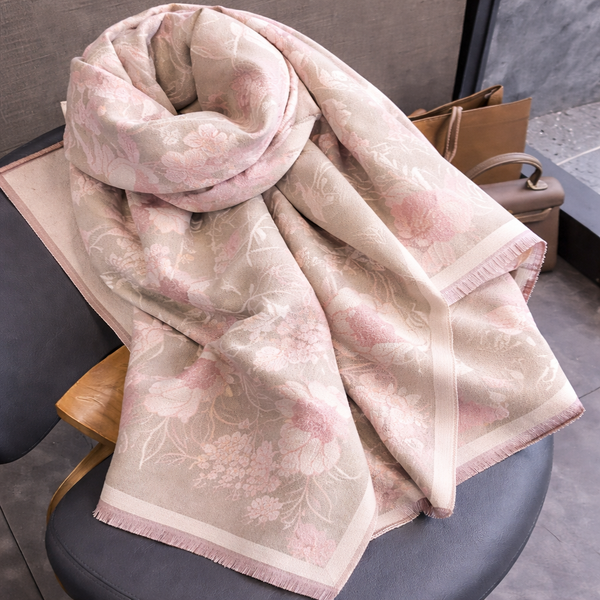 BloomMist Peony Shawl - Light Brown