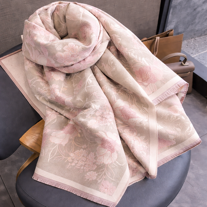BloomMist Peony Shawl - Light Brown - Salty Accessories