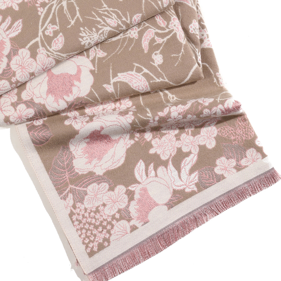 BloomMist Peony Shawl - Light Brown