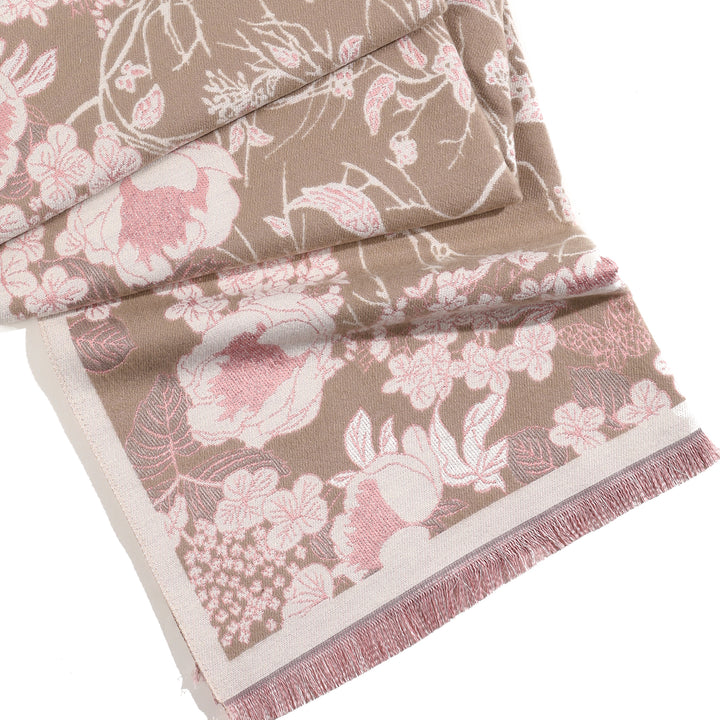 BloomMist Peony Shawl - Light Brown