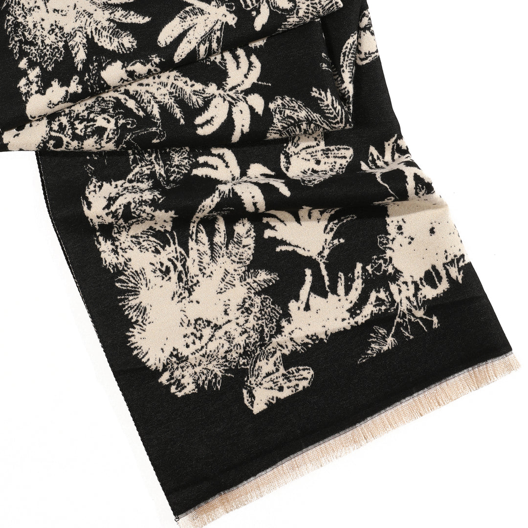 Tropical Garden Luxe Shawl - Black