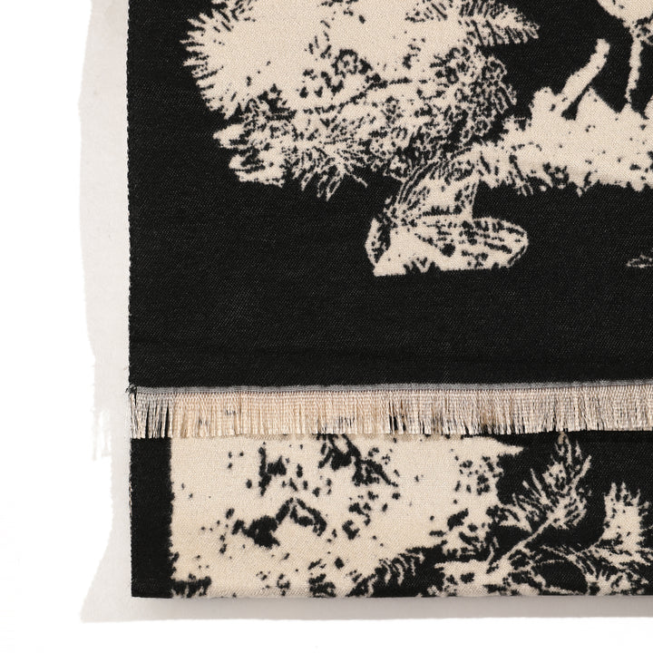 Tropical Garden Luxe Shawl - Black