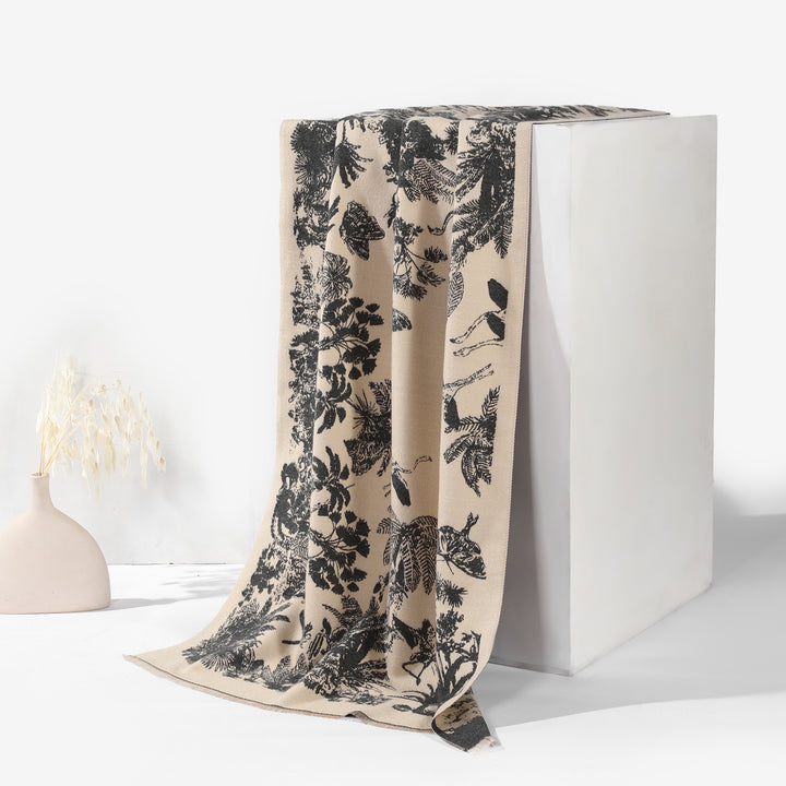 Tropical Garden Luxe Shawl - Grey