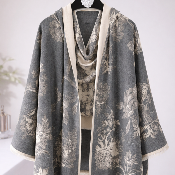 Tropical Garden Luxe Shawl - Grey