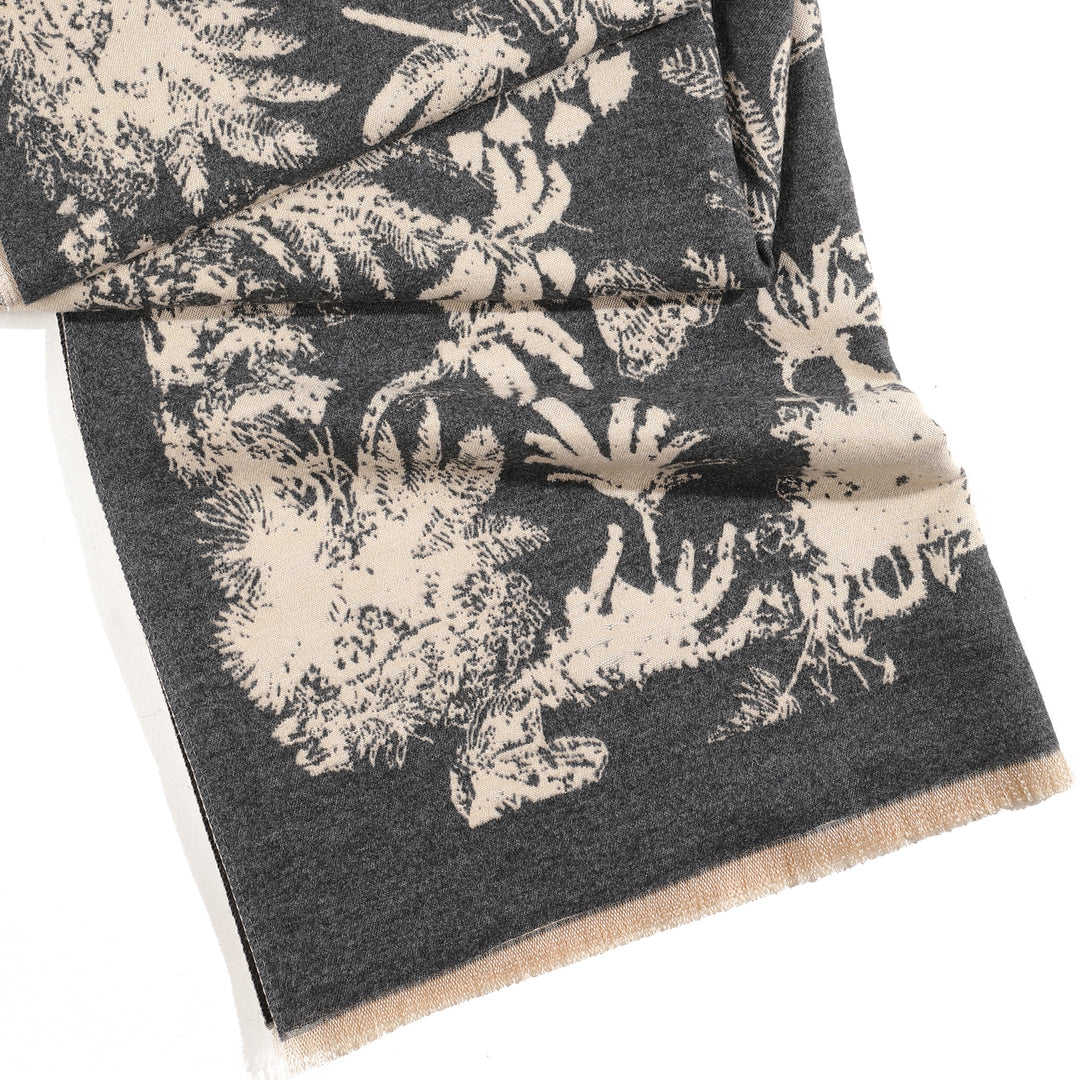 Tropical Garden Luxe Shawl - Grey