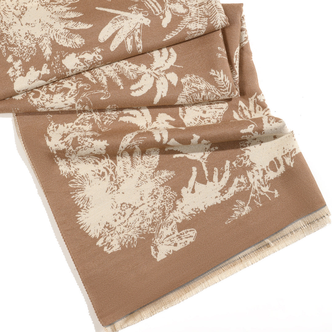 Tropical Garden Luxe Shawl - Tan