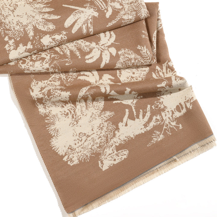 Tropical Garden Luxe Shawl - Tan