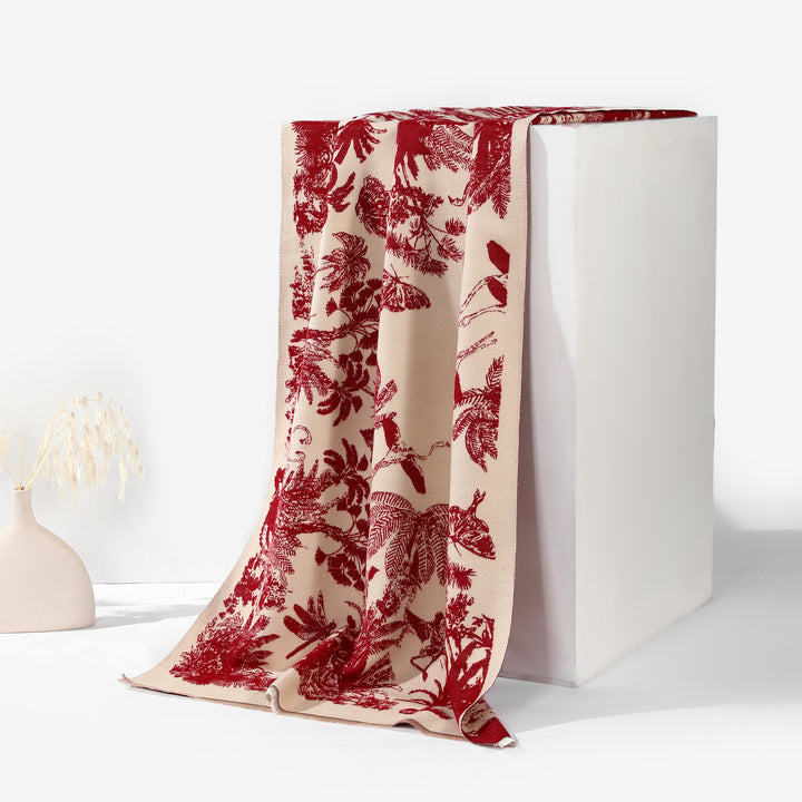 Tropical Garden Luxe Shawl - Dark Pink