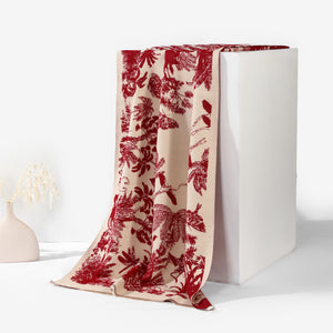 Tropical Garden Luxe Shawl - Dark Pink