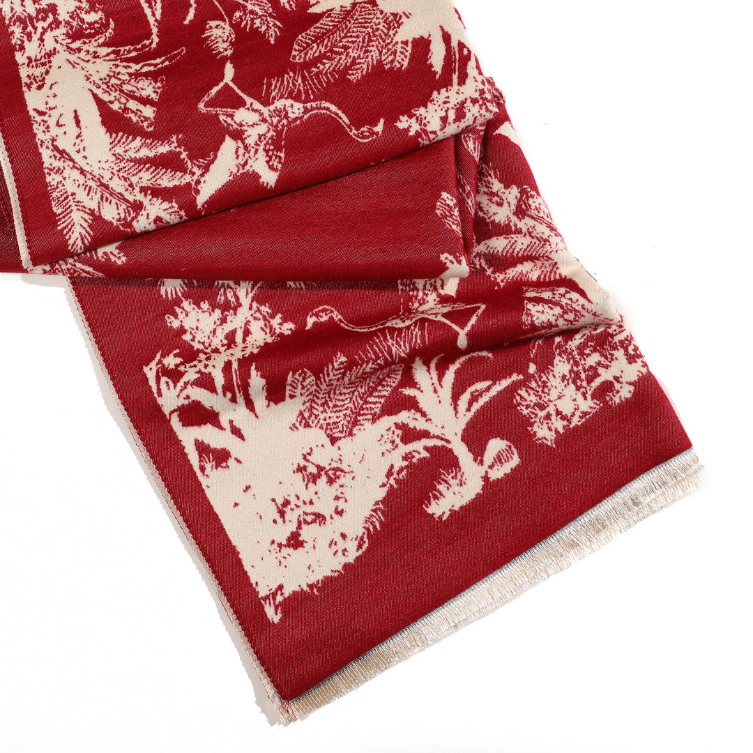 Tropical Garden Luxe Shawl - Dark Pink