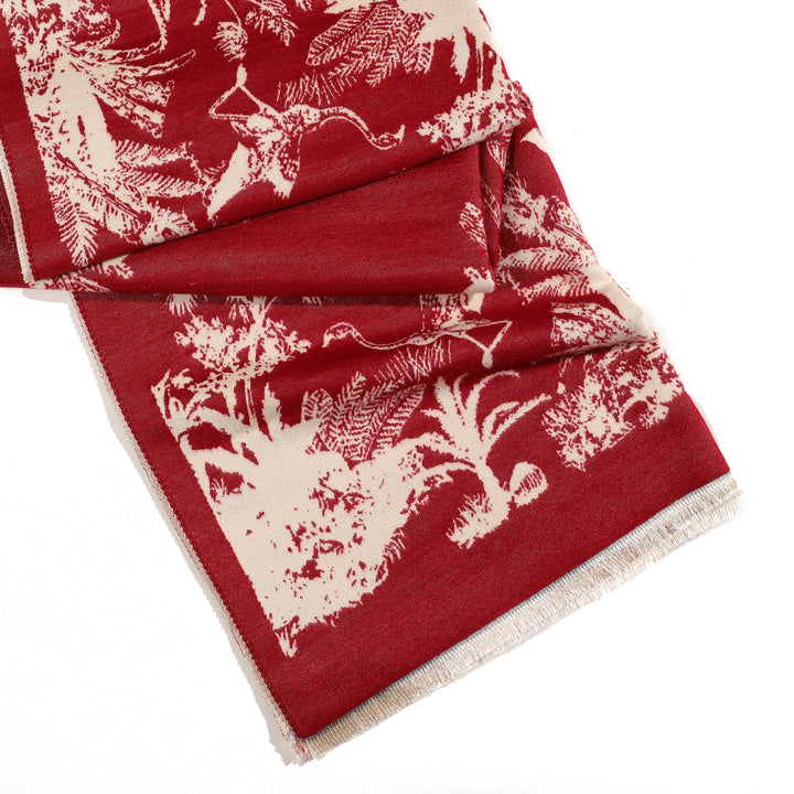 Tropical Garden Luxe Shawl - Dark Pink