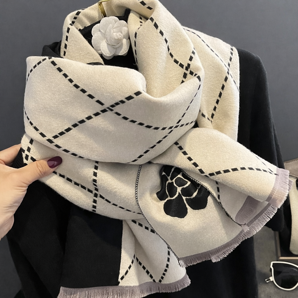 Château Check Luxe Scarf - White - Salty Accessories