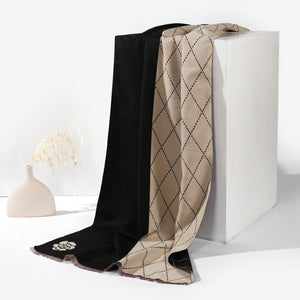 Château Check Luxe Scarf - White