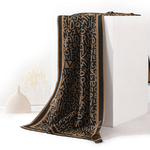 Modern Monogram Shawl - Brown
