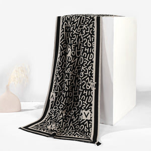 Modern Monogram Shawl - Black