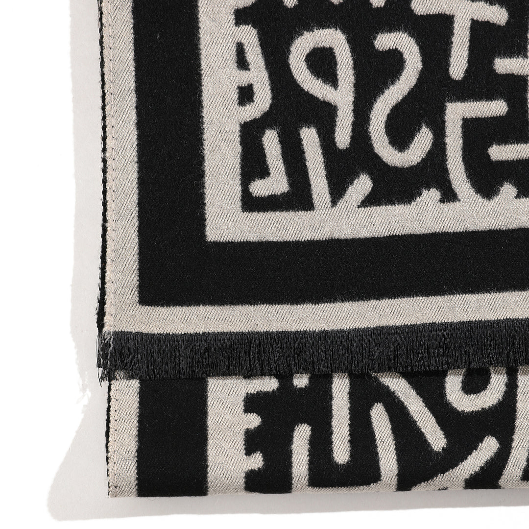 Modern Monogram Shawl - Black