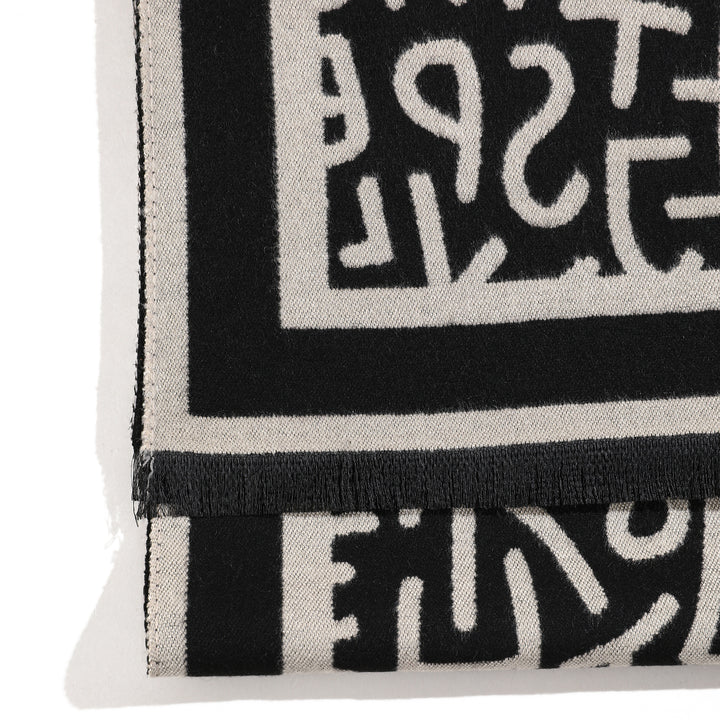 Modern Monogram Shawl - Black