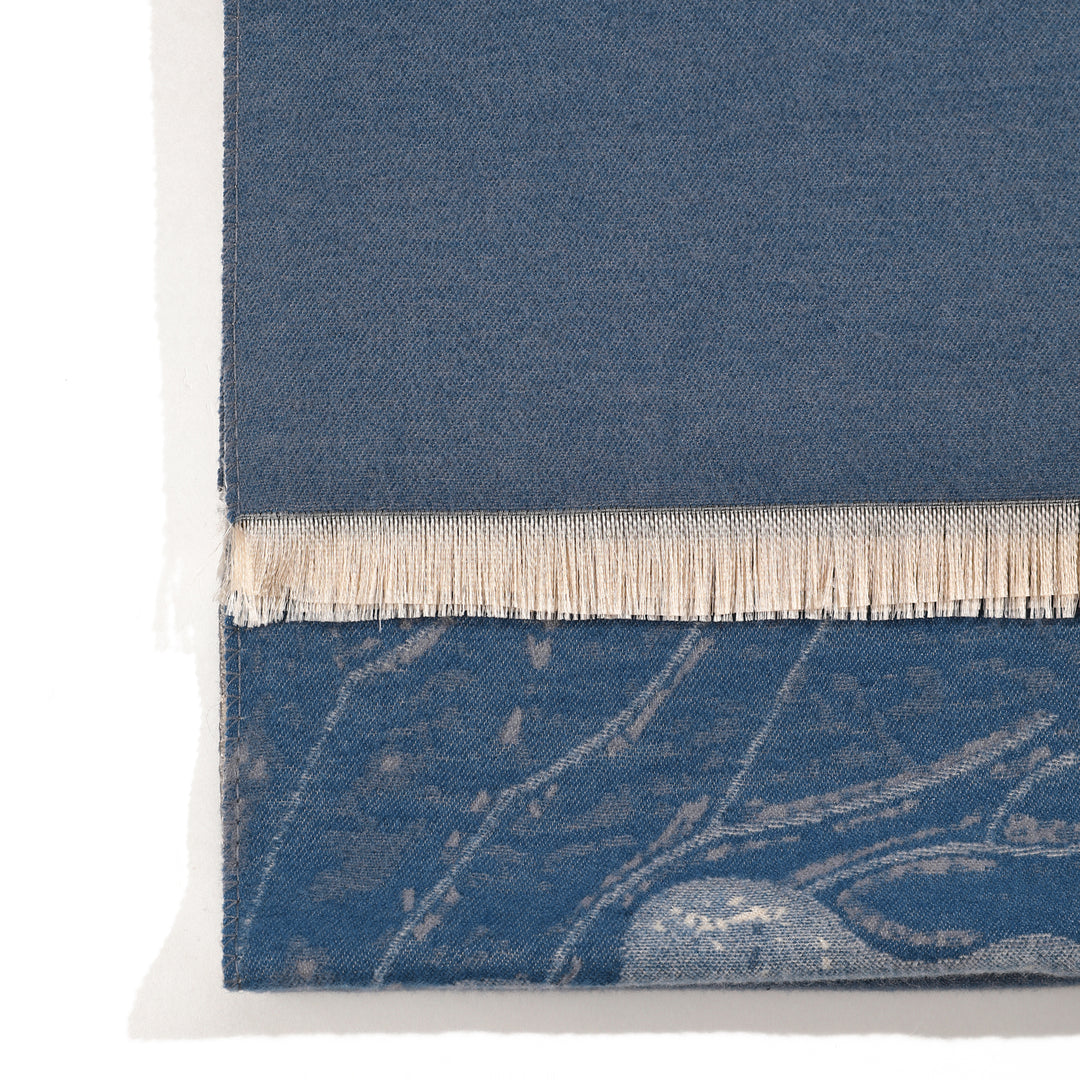 PetalWhisper Blush Floral Shawl - Blue