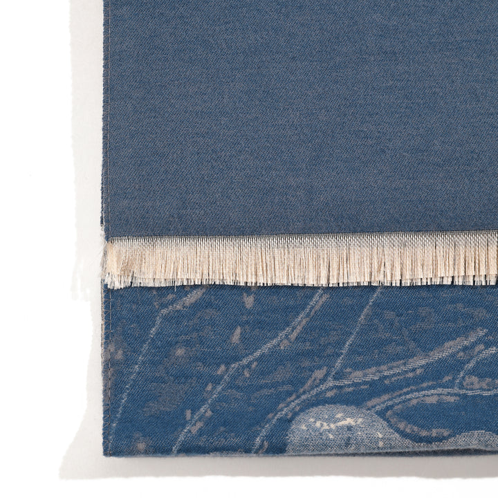 PetalWhisper Blush Floral Shawl - Blue