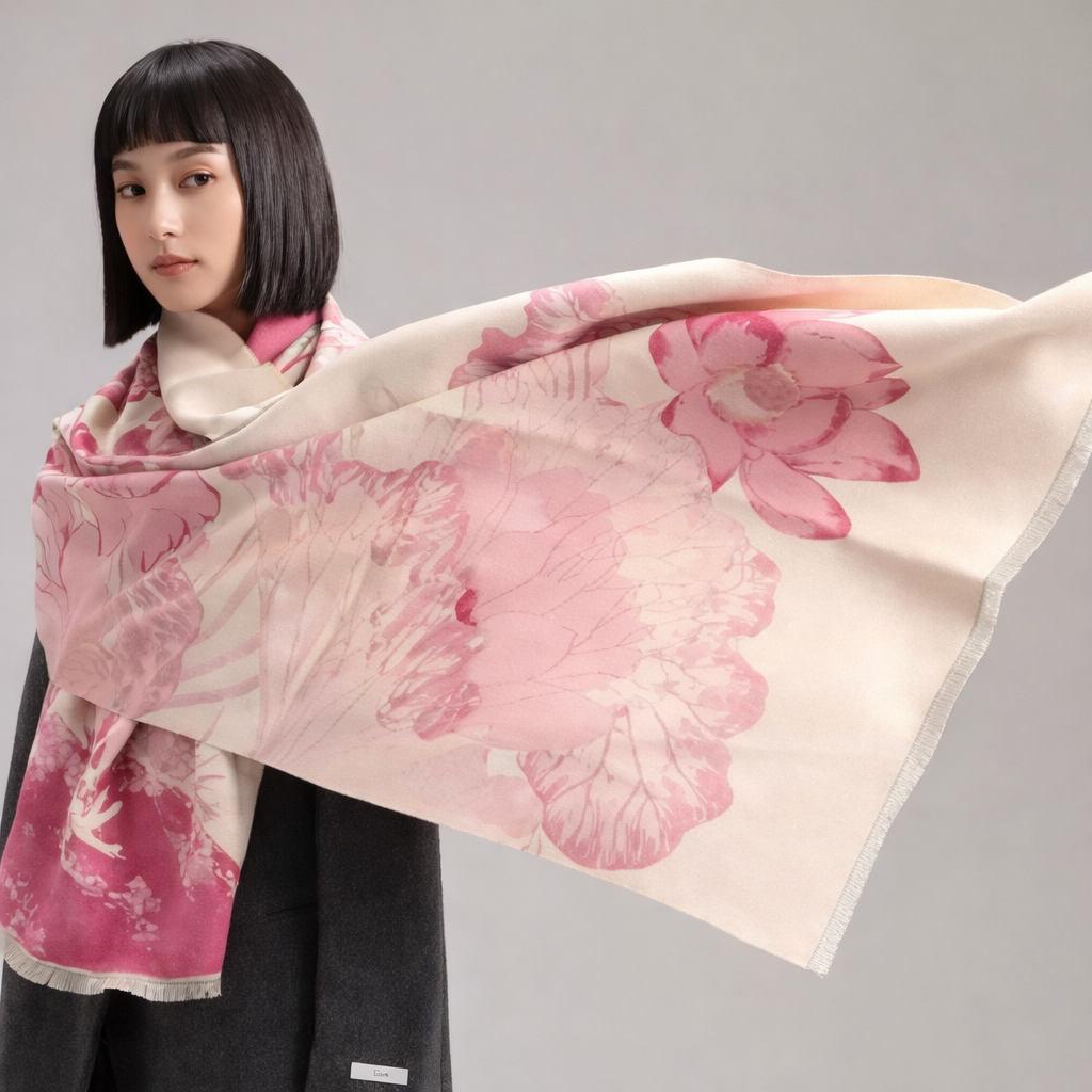 PetalWhisper Blush Floral Shawl - Pink - Salty Accessories
