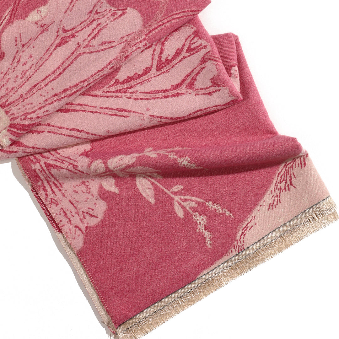 PetalWhisper Blush Floral Shawl - Pink