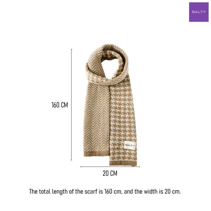 Houndstooth Check Scarf - Brown