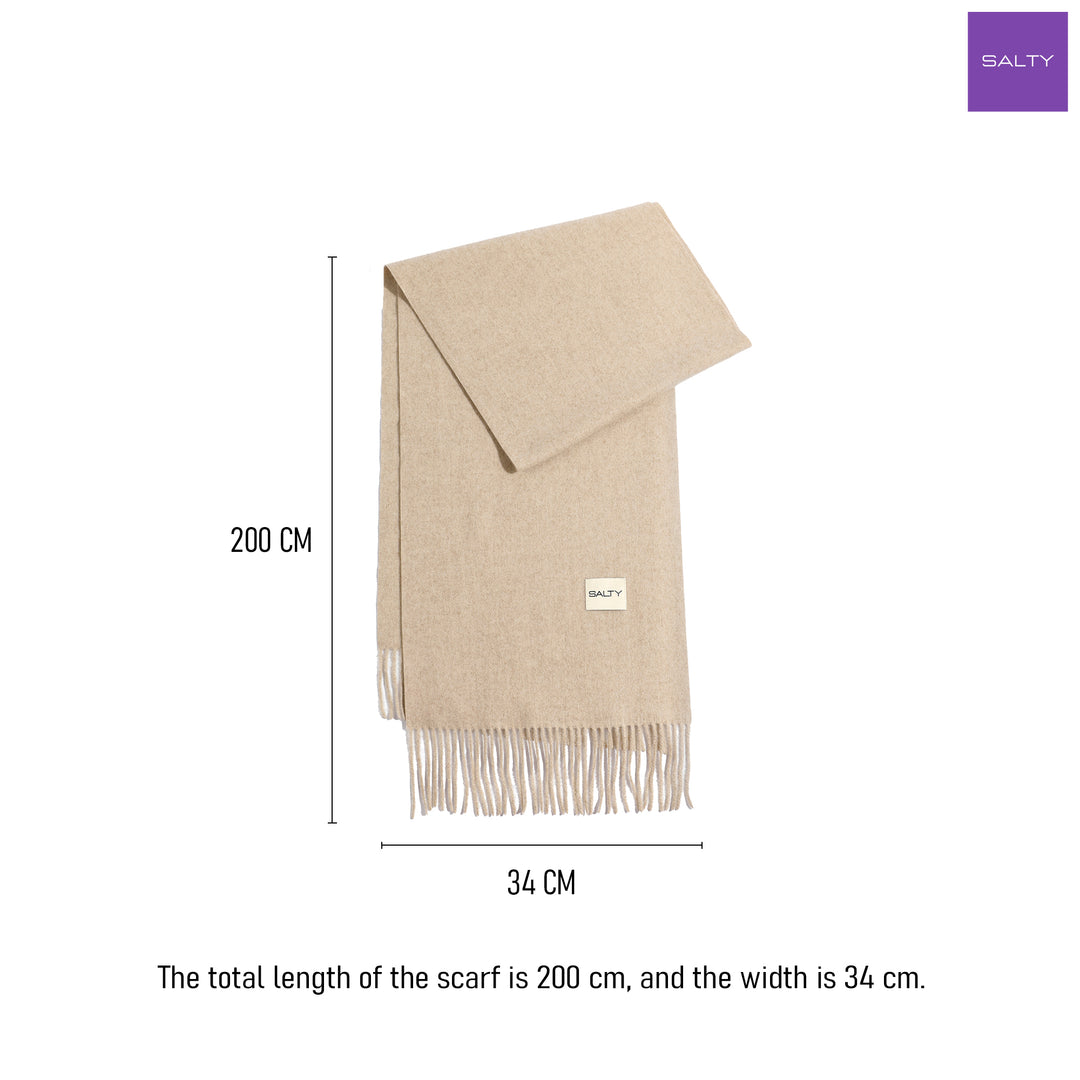 Minimal Solid Fringe Scarf for Her - Oatmeal