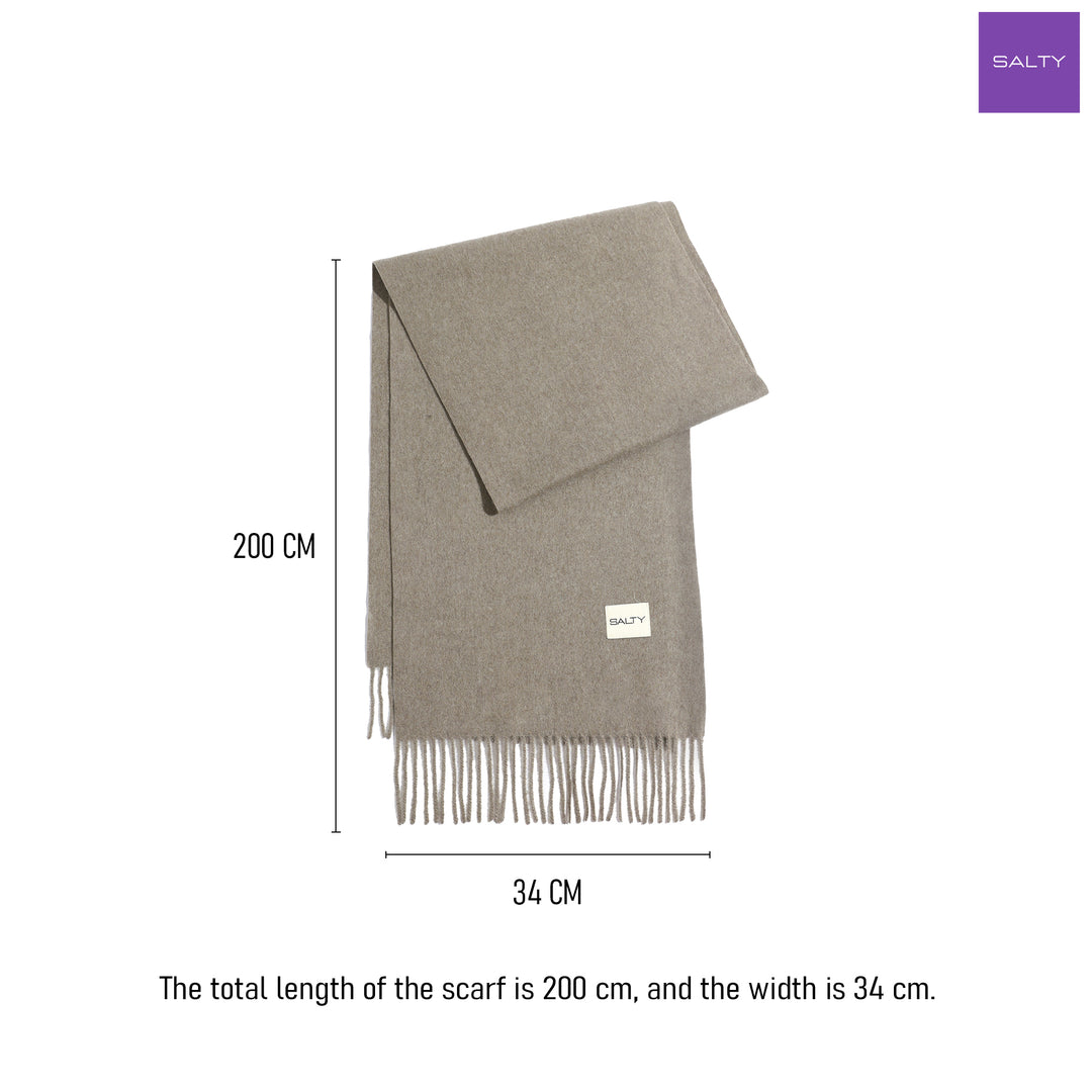 Minimal Solid Fringe Scarf for Her - Dark Grey