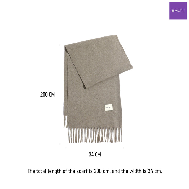 Minimal Solid Fringe Scarf for Her - Dark Grey