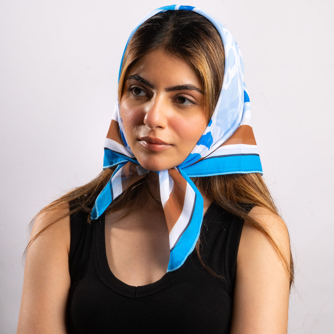 Azure Gallop Georgette Scarf