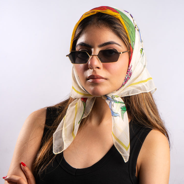 Chiffon Meadow Bird Scarf
